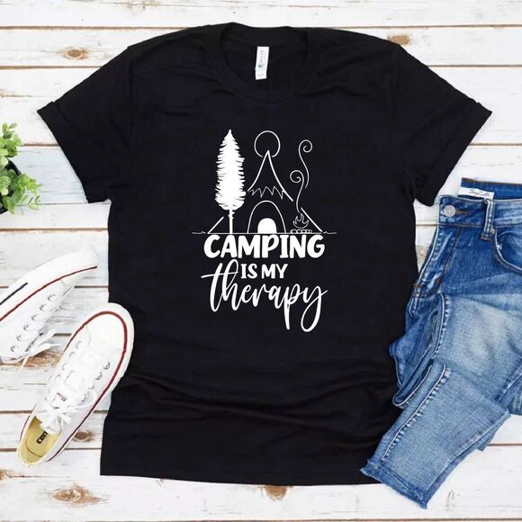 Camping is my Therapy Soft Graphic Tee Shirt - Picture 1 of 10
